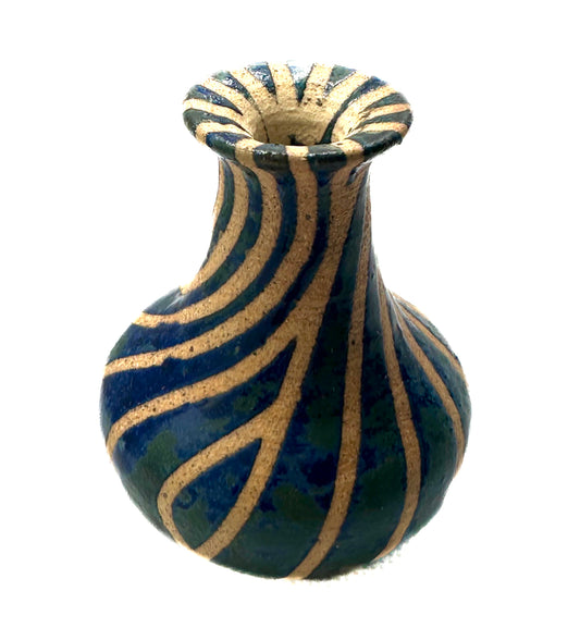 blue striped bud vase